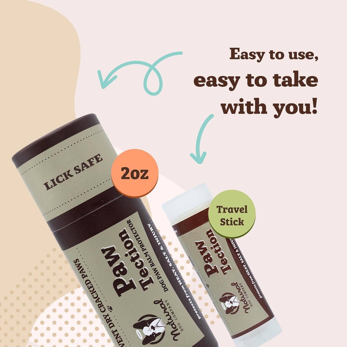 Pawtection Balm for Dogs, Dog Paw Protector, Moisturizing Dog Paw Balm for Dry, Cracked Pad, Protects Paw from Extreme Weather, Paw Lotion for Allergies & Itching (0.15 Oz Stick)